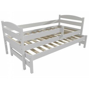 Dětská postel s výsuvnou přistýlkou DPV 018 se zábranou (Rozměr: 90 x 190 cm, Barva dřeva: barva bílá)