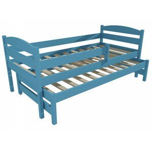 Dětská postel s výsuvnou přistýlkou DPV 018 se zábranou (Rozměr: 80 x 200 cm, Barva dřeva: barva modrá)