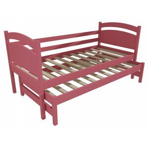 Dětská postel s výsuvnou přistýlkou DPV 019 (Rozměr: 90 x 200 cm, Barva dřeva: barva růžová)