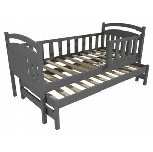 Dětská postel s výsuvnou přistýlkou DPV 020 se zábranou (Rozměr: 90 x 190 cm, Barva dřeva: barva šedá)