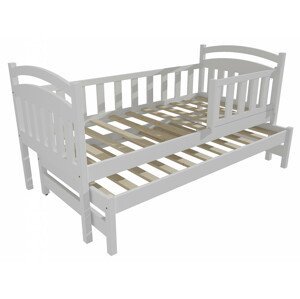 Dětská postel s výsuvnou přistýlkou DPV 020 se zábranou (Rozměr: 90 x 190 cm, Barva dřeva: barva bílá)