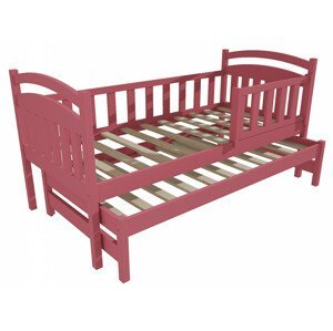 Dětská postel s výsuvnou přistýlkou DPV 020 se zábranou (Rozměr: 90 x 190 cm, Barva dřeva: barva růžová)