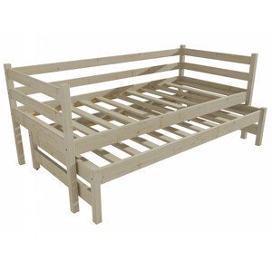 Dětská postel s výsuvnou přistýlkou DPV 021 (Rozměr: 90 x 200 cm, Barva dřeva: surové dřevo)