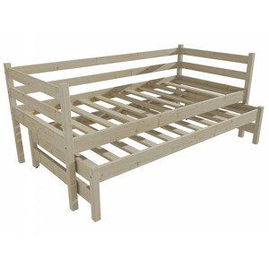 Dětská postel s výsuvnou přistýlkou DPV 021 (Rozměr: 90 x 180 cm, Barva dřeva: surové dřevo)