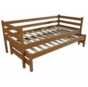 Dětská postel s výsuvnou přistýlkou DPV 021 (Rozměr: 90 x 200 cm, Barva dřeva: moření dub)
