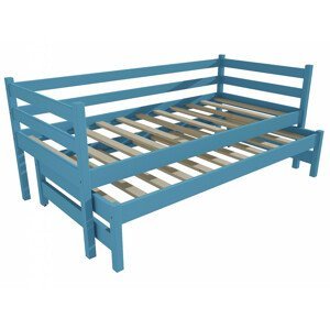 Dětská postel s výsuvnou přistýlkou DPV 021 (Rozměr: 90 x 190 cm, Barva dřeva: barva modrá)