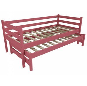 Dětská postel s výsuvnou přistýlkou DPV 021 (Rozměr: 90 x 200 cm, Barva dřeva: barva růžová)