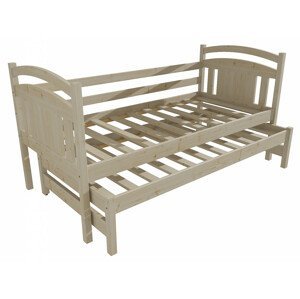 Dětská postel s výsuvnou přistýlkou DPV 022 (Rozměr: 90 x 190 cm, Barva dřeva: surové dřevo)