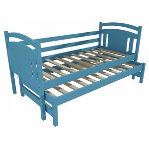 Dětská postel s výsuvnou přistýlkou DPV 022 (Rozměr: 90 x 190 cm, Barva dřeva: barva modrá)