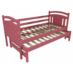 Dětská postel s výsuvnou přistýlkou DPV 022 (Rozměr: 90 x 190 cm, Barva dřeva: barva růžová)