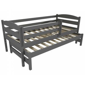 Dětská postel s výsuvnou přistýlkou DPV 023 se zábranou (Rozměr: 90 x 200 cm, Barva dřeva: barva šedá)