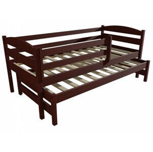 Dětská postel s výsuvnou přistýlkou DPV 023 se zábranou (Rozměr: 90 x 190 cm, Barva dřeva: moření ořech)