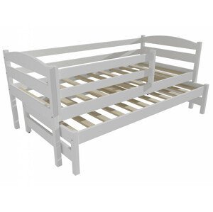 Dětská postel s výsuvnou přistýlkou DPV 023 se zábranou (Rozměr: 90 x 190 cm, Barva dřeva: barva bílá)