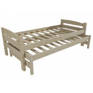 Dětská postel s výsuvnou přistýlkou DPV 024 (Rozměr: 90 x 200 cm, Barva dřeva: surové dřevo)