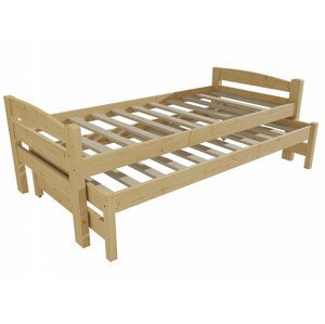 Dětská postel s výsuvnou přistýlkou DPV 024 (Rozměr: 90 x 190 cm, Barva dřeva: bezbarvý lak)