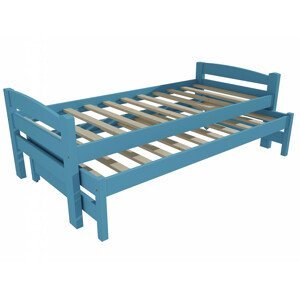 Dětská postel s výsuvnou přistýlkou DPV 024 (Rozměr: 90 x 190 cm, Barva dřeva: barva modrá)