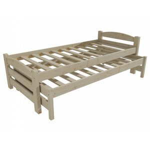 Dětská postel s výsuvnou přistýlkou DPV 025 (Rozměr: 80 x 190 cm, Barva dřeva: surové dřevo)
