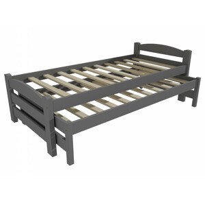 Dětská postel s výsuvnou přistýlkou DPV 025 (Rozměr: 90 x 190 cm, Barva dřeva: barva šedá)