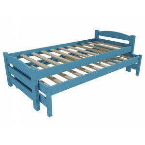 Dětská postel s výsuvnou přistýlkou DPV 025 (Rozměr: 90 x 190 cm, Barva dřeva: barva modrá)