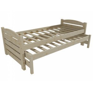 Dětská postel s výsuvnou přistýlkou DPV 026 (Rozměr: 90 x 190 cm, Barva dřeva: surové dřevo)
