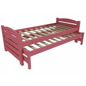 Dětská postel s výsuvnou přistýlkou DPV 026 (Rozměr: 90 x 190 cm, Barva dřeva: barva růžová)