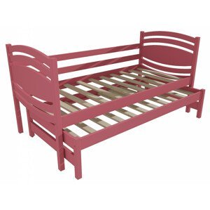 Dětská postel s výsuvnou přistýlkou DPV 027 (Rozměr: 90 x 190 cm, Barva dřeva: barva růžová)