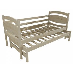 Dětská postel s výsuvnou přistýlkou DPV 028 (Rozměr: 90 x 190 cm, Barva dřeva: surové dřevo)