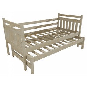 Dětská postel s výsuvnou přistýlkou DPV 029 (Rozměr: 90 x 190 cm, Barva dřeva: surové dřevo)