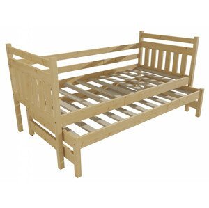 Dětská postel s výsuvnou přistýlkou DPV 029 (Rozměr: 90 x 200 cm, Barva dřeva: bezbarvý lak)