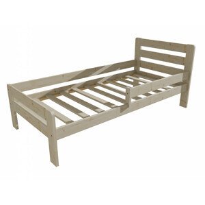 Dětská postel se zábranou VMK001C KIDS (Rozměr: 100 x 200 cm, Barva dřeva: surové dřevo)