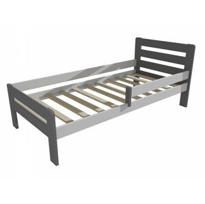 Dětská postel se zábranou VMK001C KIDS (Rozměr: 70 x 160 cm, Barva dřeva: barva šedá + bílá)