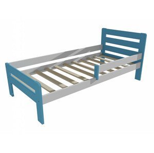 Dětská postel se zábranou VMK001C KIDS (Rozměr: 70 x 160 cm, Barva dřeva: barva modrá + bílá)