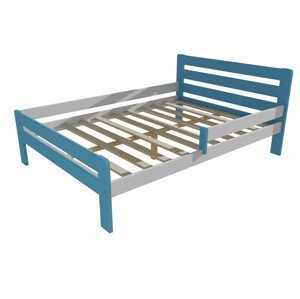 Dětská postel se zábranou VMK001C KIDS (Rozměr: 140 x 200 cm, Barva dřeva: barva modrá + bílá)