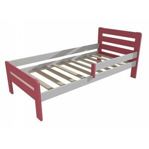 Dětská postel se zábranou VMK001C KIDS (Rozměr: 70 x 160 cm, Barva dřeva: barva růžová + bílá)