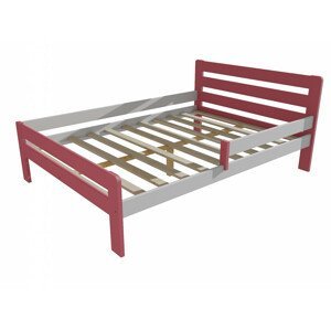 Dětská postel se zábranou VMK001C KIDS (Rozměr: 120 x 200 cm, Barva dřeva: barva růžová + bílá)