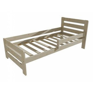 Dětská postel se zábranou VMK001D KIDS (Rozměr: 100 x 200 cm, Barva dřeva: surové dřevo)