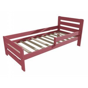 Dětská postel se zábranou VMK001D KIDS (Rozměr: 70 x 160 cm, Barva dřeva: barva růžová)