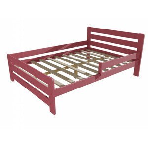 Dětská postel se zábranou VMK001D KIDS (Rozměr: 120 x 200 cm, Barva dřeva: barva růžová)