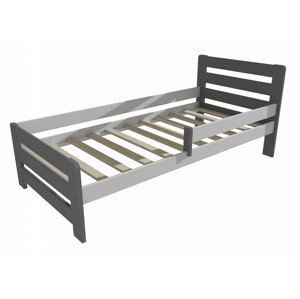 Dětská postel se zábranou VMK001D KIDS (Rozměr: 80 x 160 cm, Barva dřeva: barva šedá + bílá)