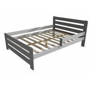 Dětská postel se zábranou VMK001D KIDS (Rozměr: 120 x 200 cm, Barva dřeva: barva šedá + bílá)