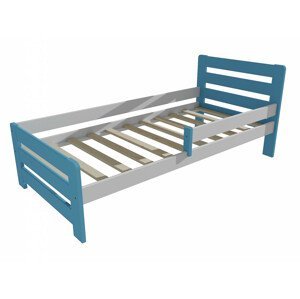 Dětská postel se zábranou VMK001D KIDS (Rozměr: 80 x 160 cm, Barva dřeva: barva modrá + bílá)