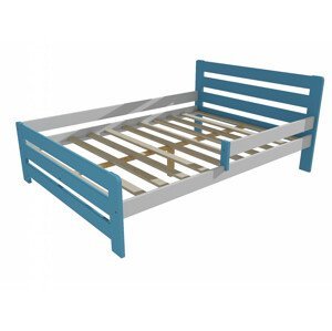 Dětská postel se zábranou VMK001D KIDS (Rozměr: 120 x 200 cm, Barva dřeva: barva modrá + bílá)