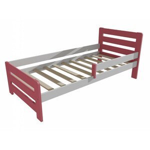 Dětská postel se zábranou VMK001D KIDS (Rozměr: 80 x 190 cm, Barva dřeva: barva růžová + bílá)