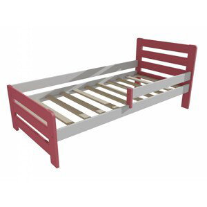 Dětská postel se zábranou VMK001D KIDS (Rozměr: 90 x 180 cm, Barva dřeva: barva růžová + bílá)