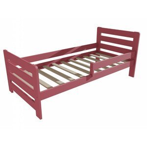 Dětská postel se zábranou VMK001E KIDS (Rozměr: 80 x 170 cm, Barva dřeva: barva růžová)