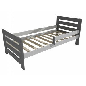 Dětská postel se zábranou VMK001E KIDS (Rozměr: 70 x 160 cm, Barva dřeva: barva šedá + bílá)