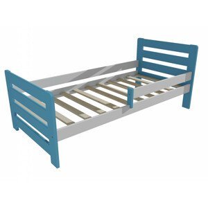 Dětská postel se zábranou VMK001E KIDS (Rozměr: 70 x 160 cm, Barva dřeva: barva modrá + bílá)