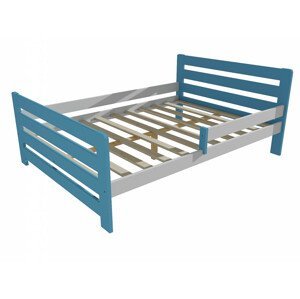 Dětská postel se zábranou VMK001E KIDS (Rozměr: 120 x 200 cm, Barva dřeva: barva modrá + bílá)