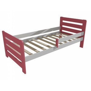 Dětská postel se zábranou VMK001E KIDS (Rozměr: 70 x 160 cm, Barva dřeva: barva růžová + bílá)