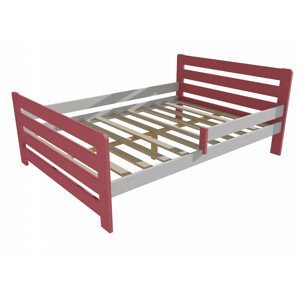 Dětská postel se zábranou VMK001E KIDS (Rozměr: 120 x 200 cm, Barva dřeva: barva růžová + bílá)